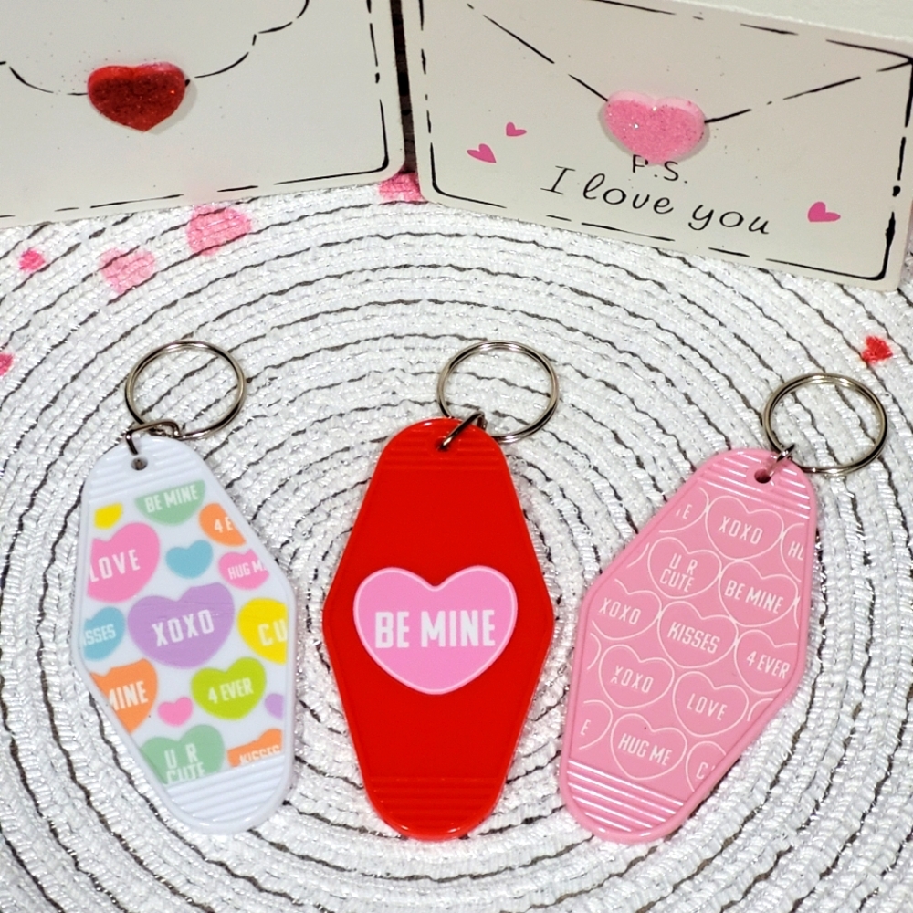 Handcrafted Hearts Retro Motel Keychain Valentine's Collection